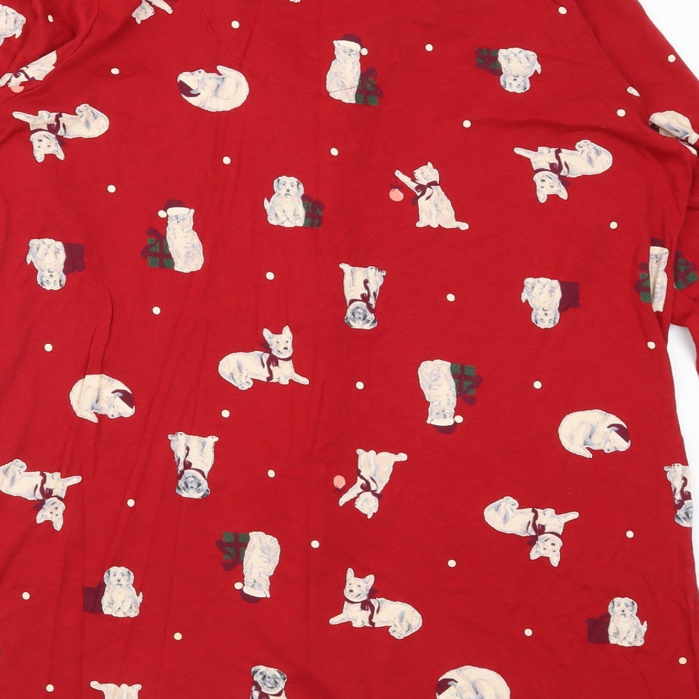 Marks and Spencer Womens Red Animal Print  Top Pyjama Top Size 16  - Christmas Cats and Dogs