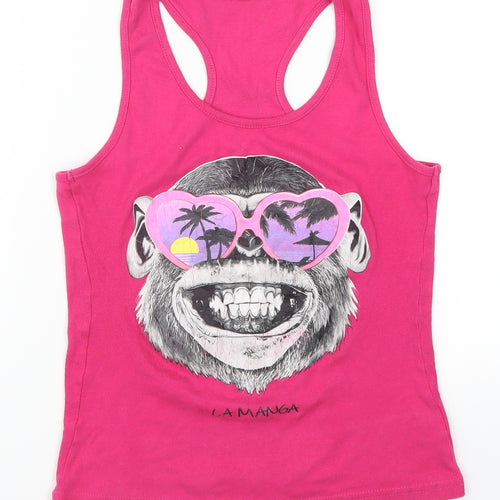 Texmania Womens Pink   Basic Tank Size S  - Monkey La Manga