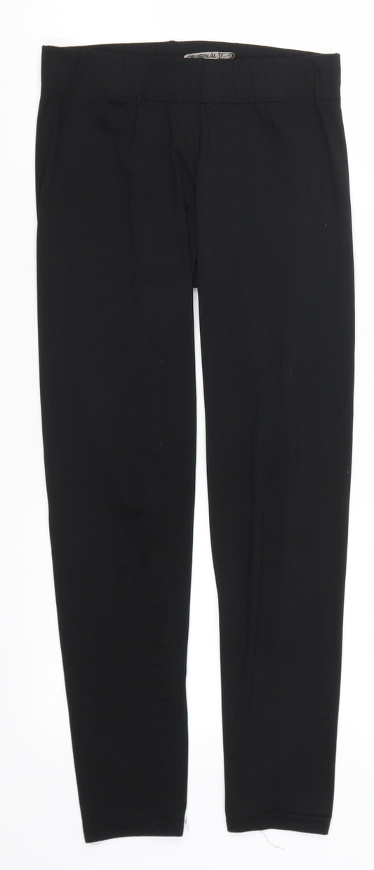 Front view of Original USA women’s black cropped leggings, size UK 8, 24-inch leg