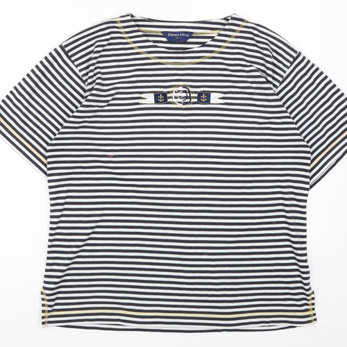 Donna Lewis Womens Blue Striped  Basic T-Shirt Size M  - Anchor Print