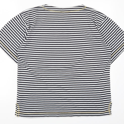 Donna Lewis Womens Blue Striped  Basic T-Shirt Size M  - Anchor Print
