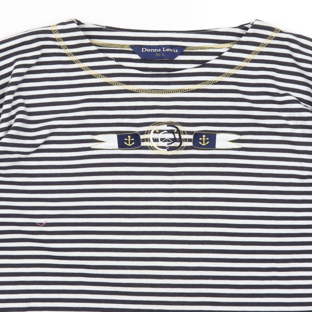 Donna Lewis Womens Blue Striped  Basic T-Shirt Size M  - Anchor Print