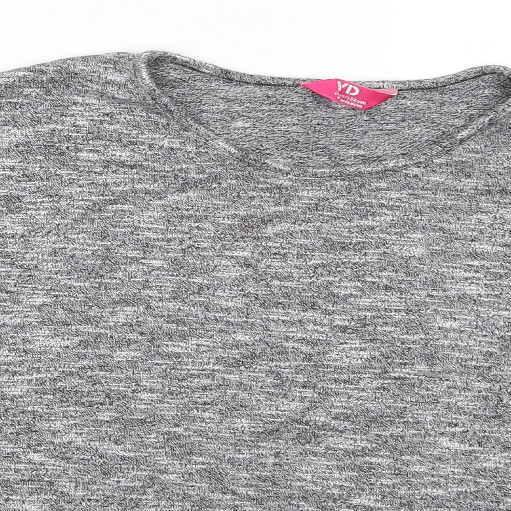 Young Dimension Girls Grey   Basic T-Shirt Size 11-12 Years