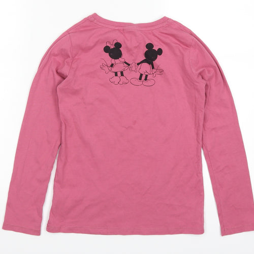 NEXT Girls Pink   Basic T-Shirt Size 9 Years  - Mickey and Minnie Mouse