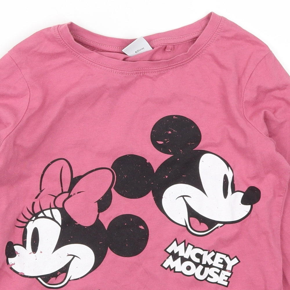 NEXT Girls Pink   Basic T-Shirt Size 9 Years  - Mickey and Minnie Mouse