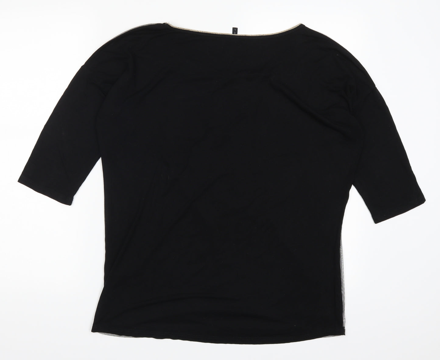 Edista Womens Black Floral  Basic T-Shirt Size L