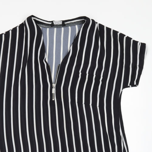 Select Womens Black Striped  Tunic Blouse Size 6