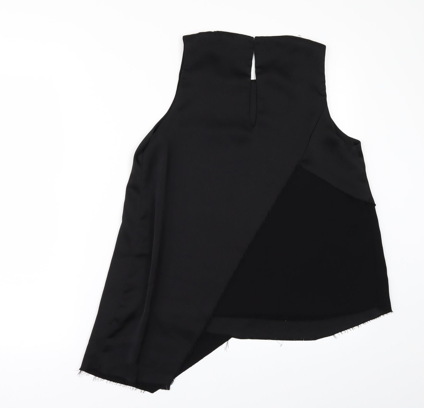 Topshop Womens Black   Camisole Blouse Size 8  - SHAPED FRAYED HEM