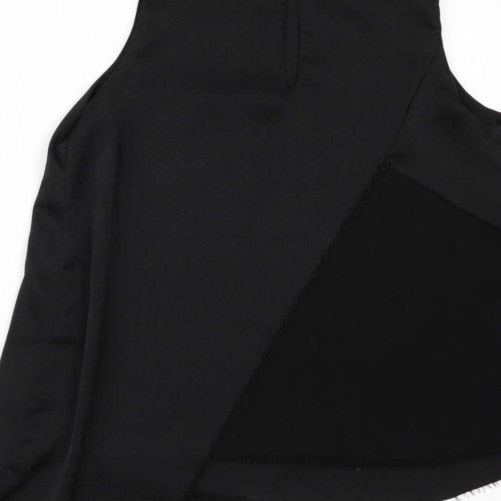 Topshop Womens Black   Camisole Blouse Size 8  - SHAPED FRAYED HEM