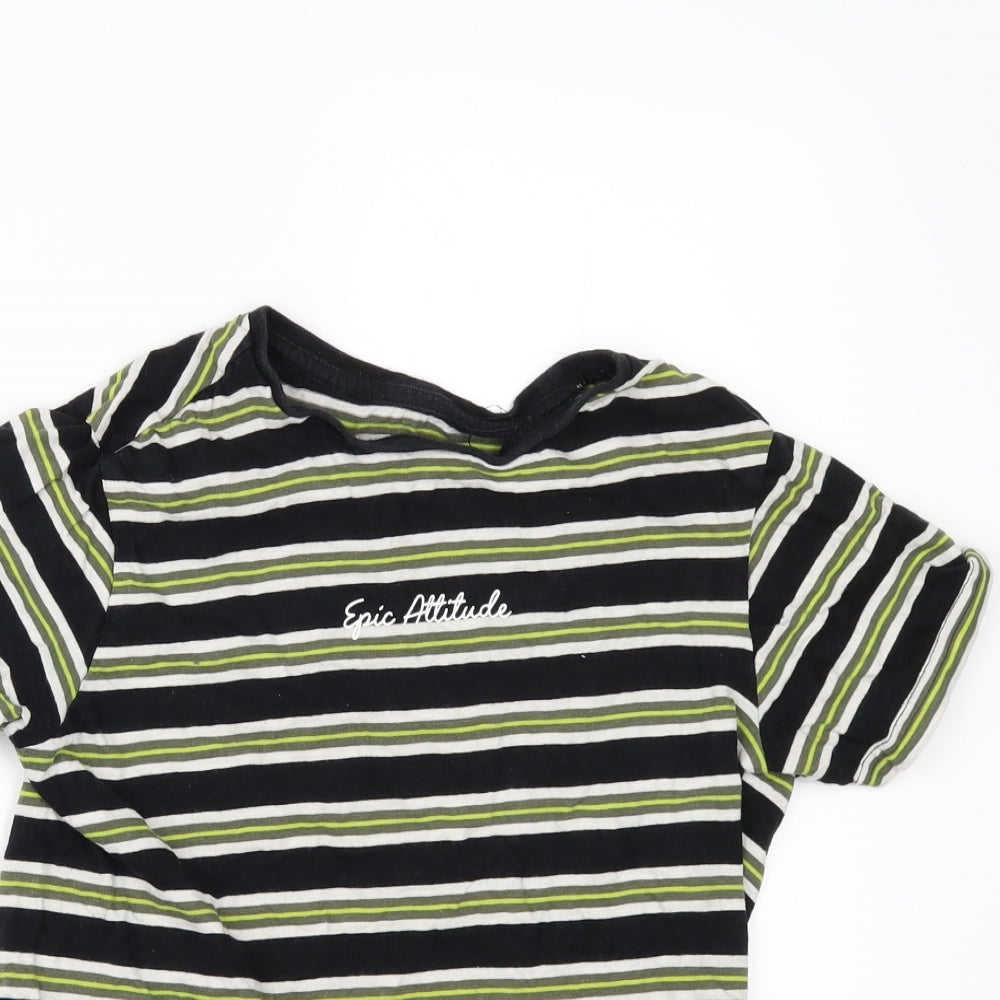 George Boys Black Striped  Basic T-Shirt Size 11-12 Years  - Epic Attitude
