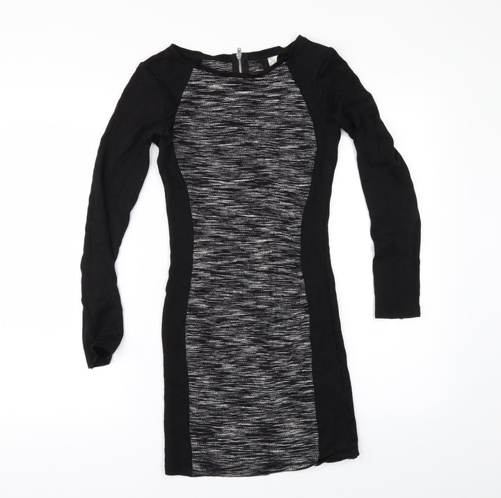 H&M Womens Black Striped  Bodycon  Size 6