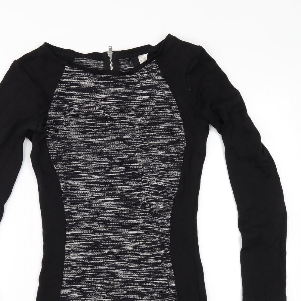 H&M Womens Black Striped  Bodycon  Size 6