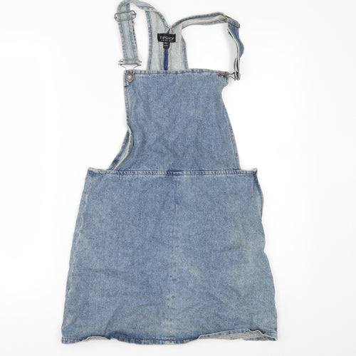 Topshop Womens Blue  Denim Pinafore/Dungaree Dress  Size 6