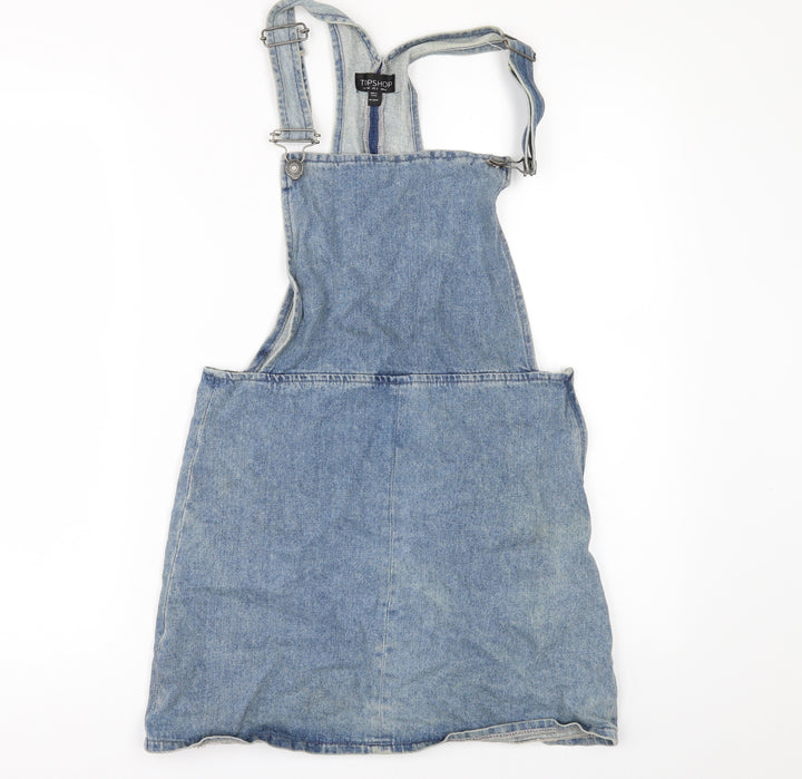 Topshop Womens Blue Denim Pinafore/Dungaree Dress Size 6