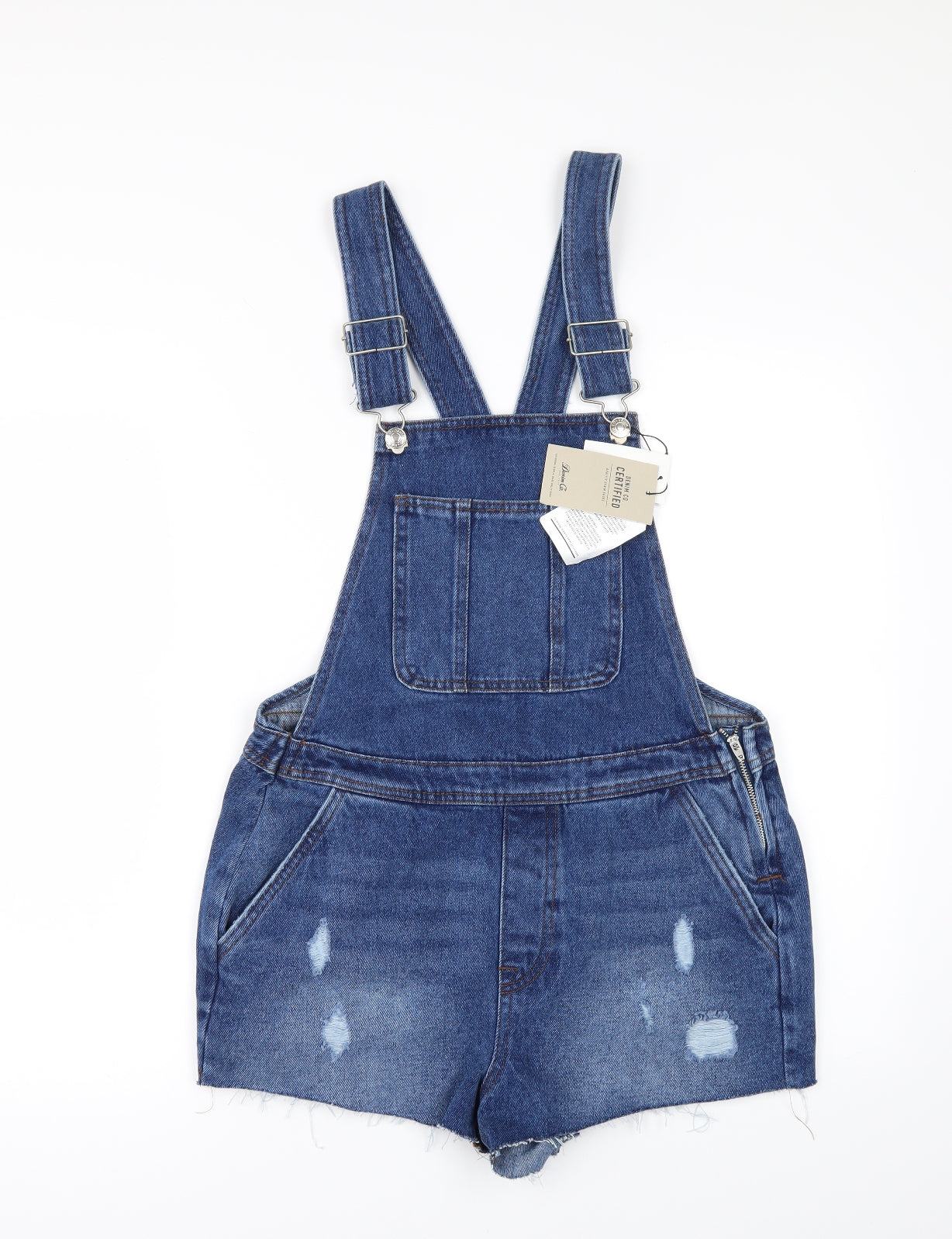 Denim & Co. Womens Blue  Denim Dungaree Shorts Shorts Size 10