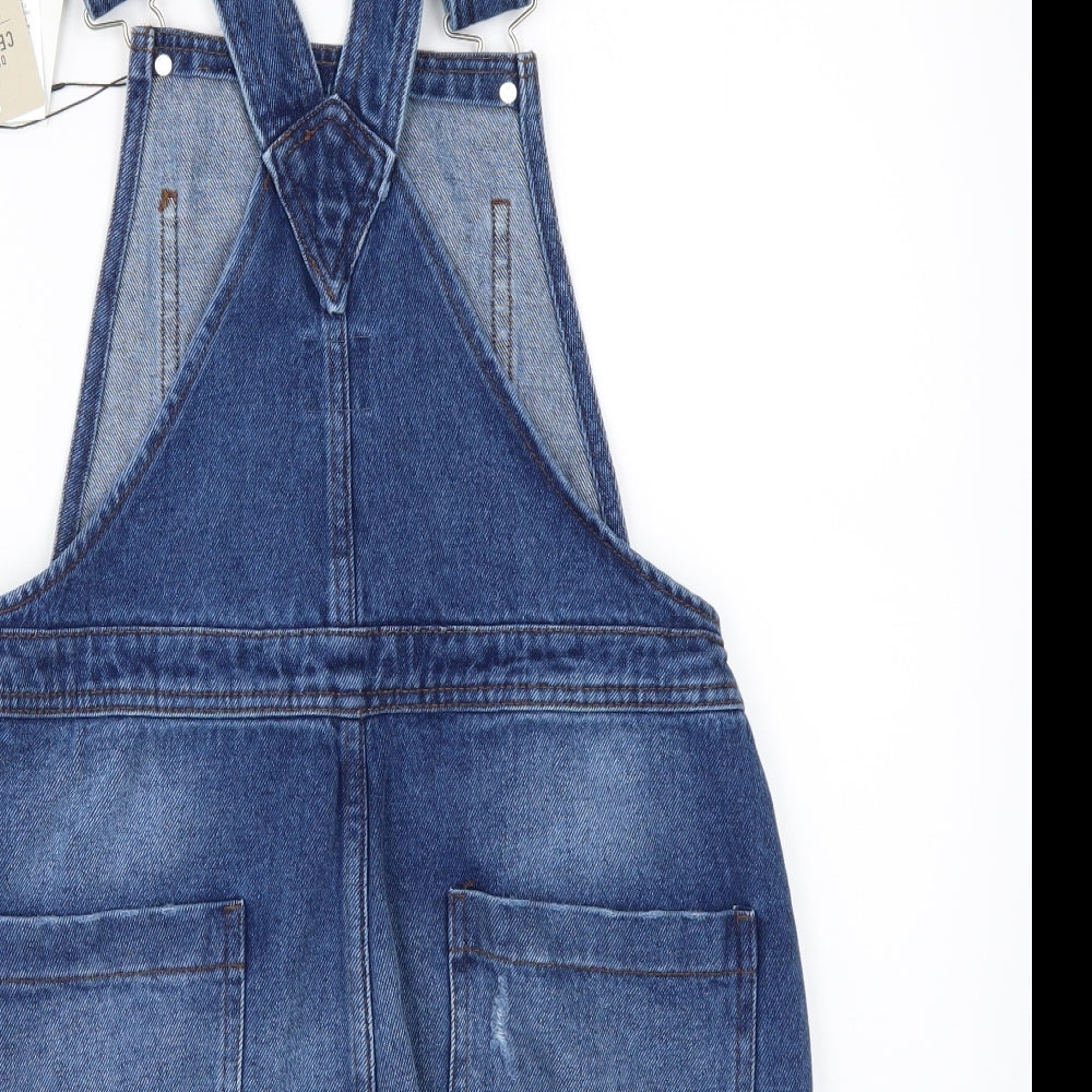 Denim & Co. Womens Blue  Denim Dungaree Shorts Shorts Size 10