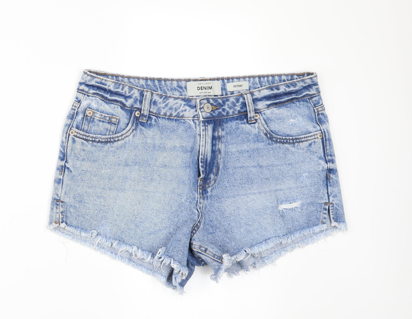 New Look Womens Blue  Denim Hot Pants Shorts Size 12 - DISTRESSED