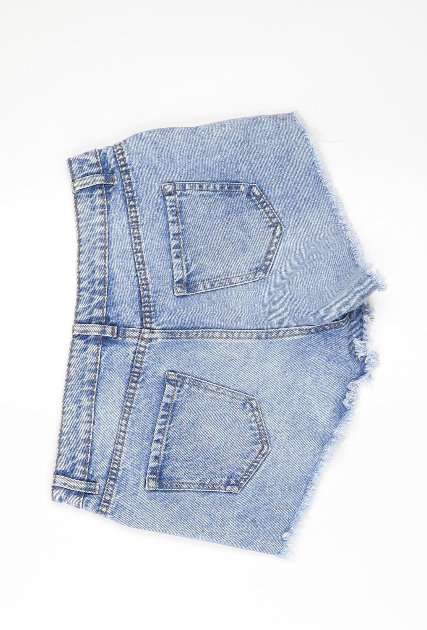 New Look Womens Blue  Denim Hot Pants Shorts Size 12 - DISTRESSED