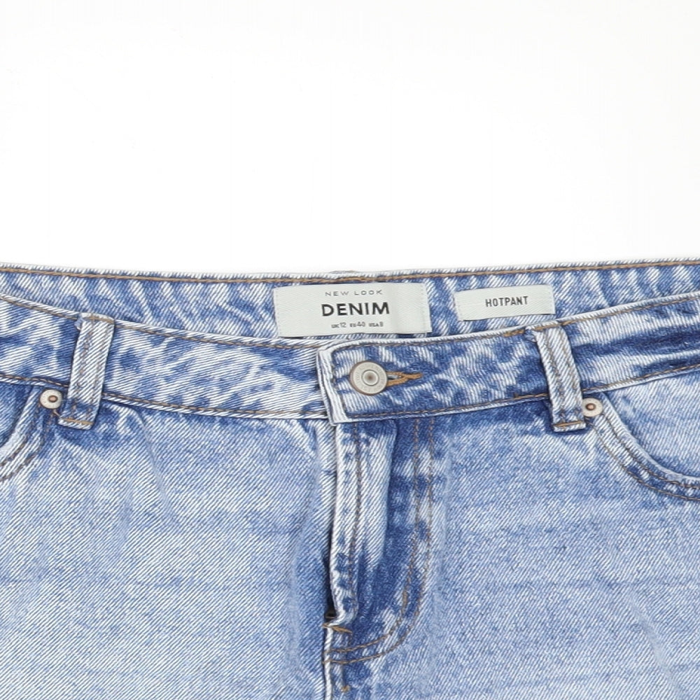 New Look Womens Blue  Denim Hot Pants Shorts Size 12 - DISTRESSED
