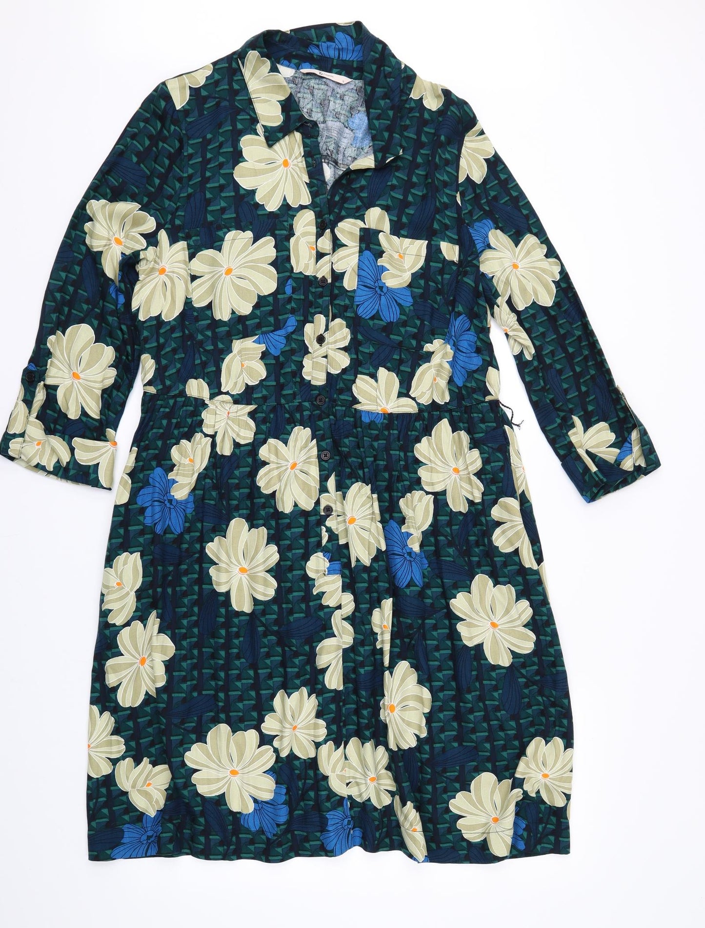 TU Womens Green Floral  A-Line  Size 12