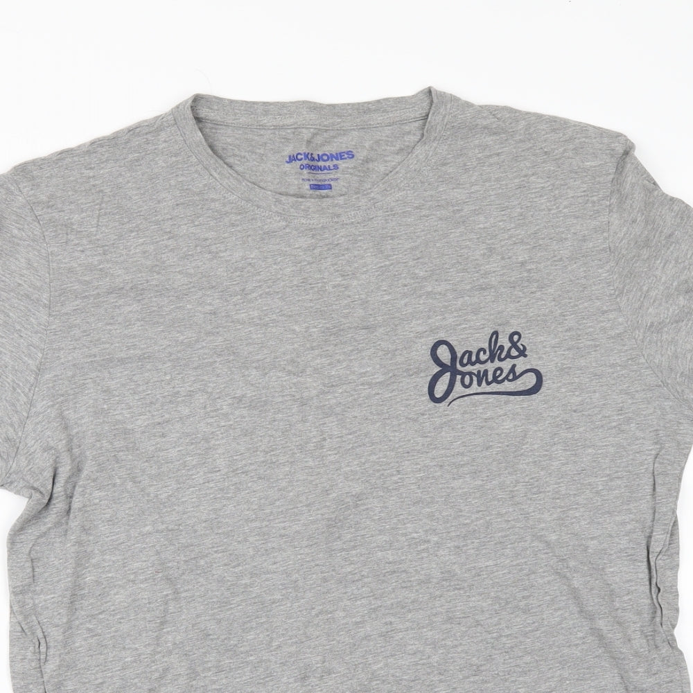 JACK & JONES Mens Grey    T-Shirt Size L