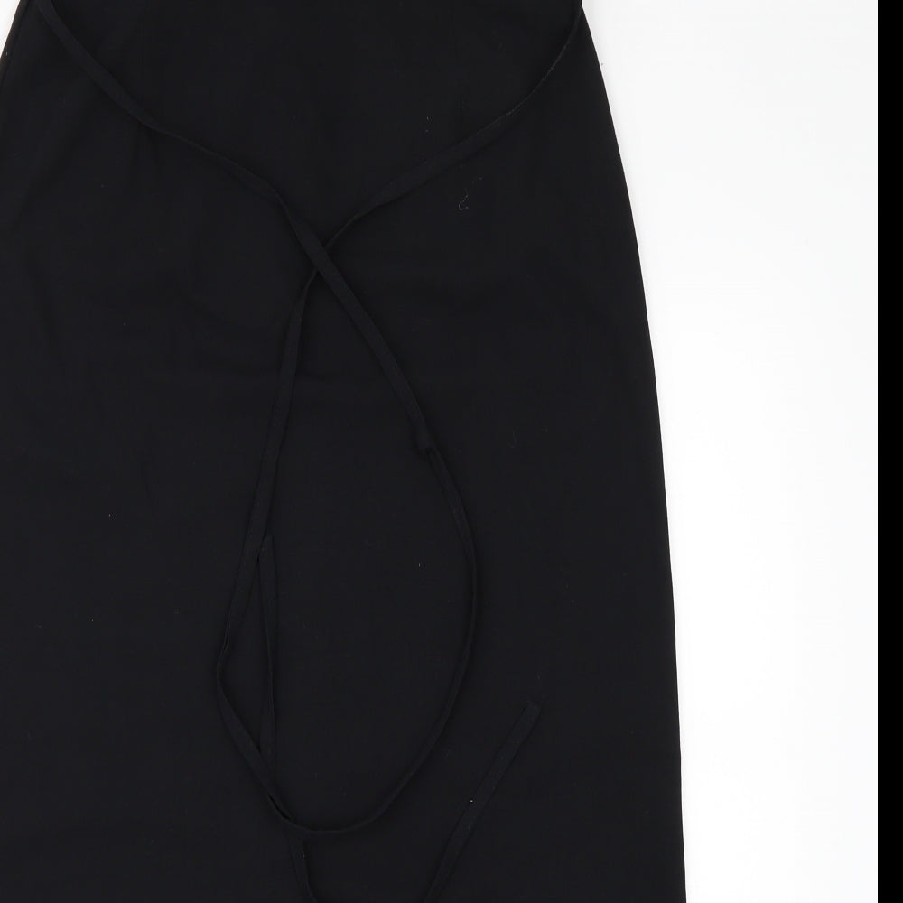 Preworn Womens Black   A-Line Skirt Size 28 in  - BACK SPLIT