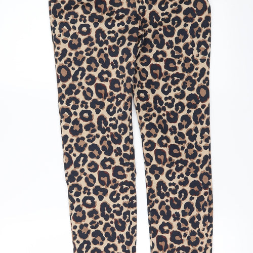 H&M Womens Brown Animal Print  Trousers  Size 8 L27 in