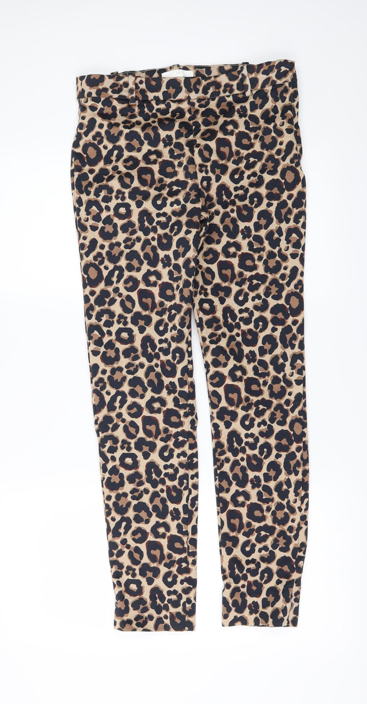 H&M Womens Brown Animal Print  Trousers  Size 8 L27 in