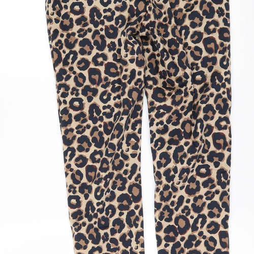 H&M Womens Brown Animal Print  Trousers  Size 8 L27 in