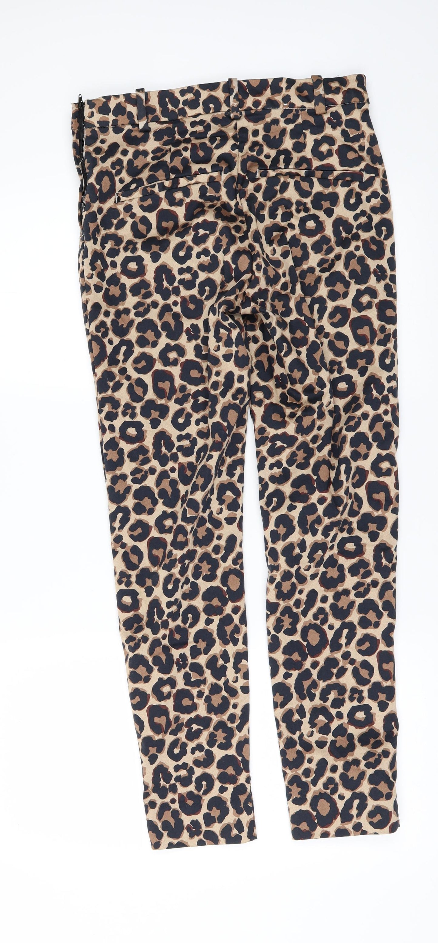 H&M Womens Brown Animal Print  Trousers  Size 8 L27 in