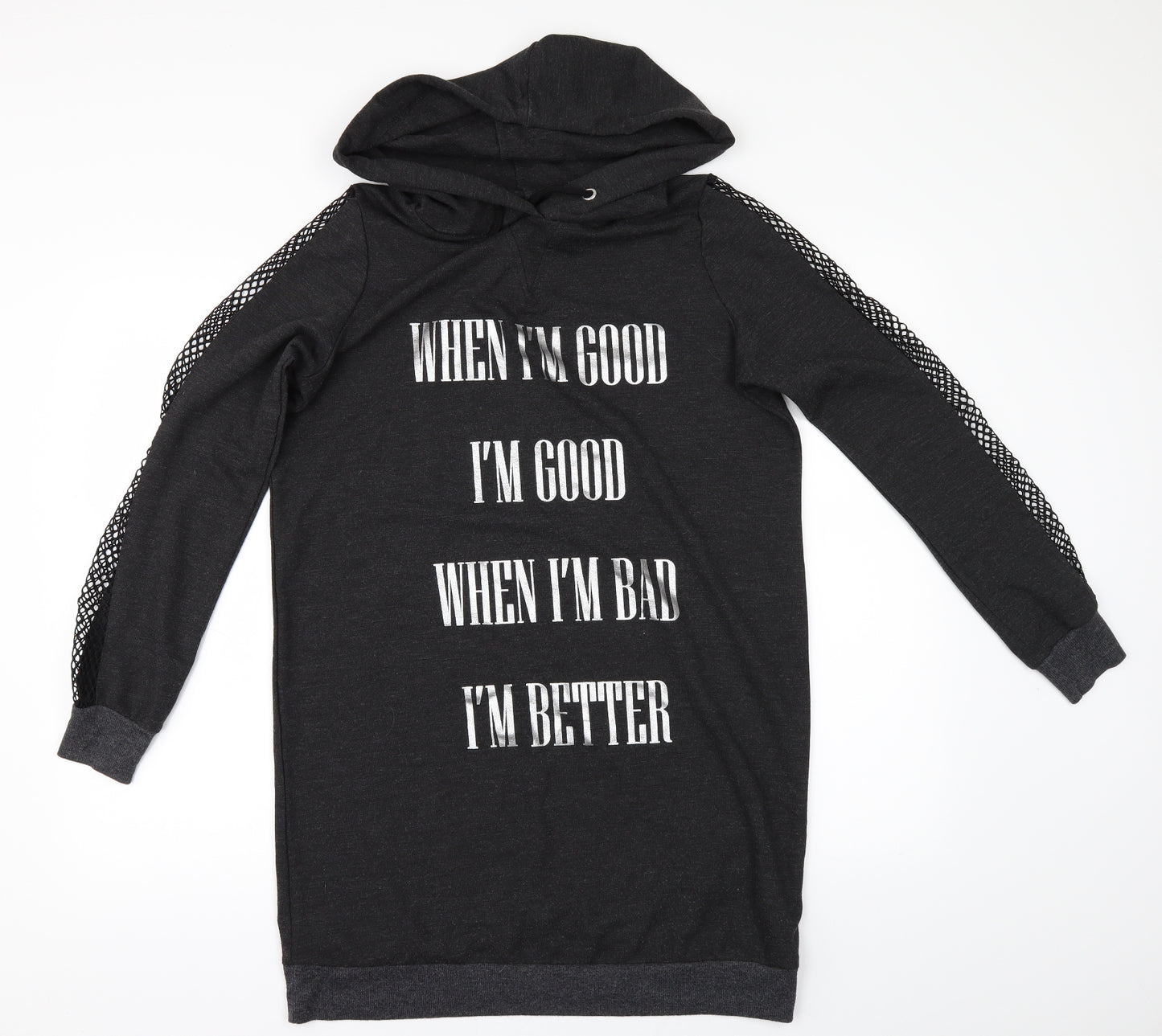 Select Womens Grey   Pullover Hoodie Size 12  - WHEN I GOOD IM GOOD WHEN I BAD IM BETTER