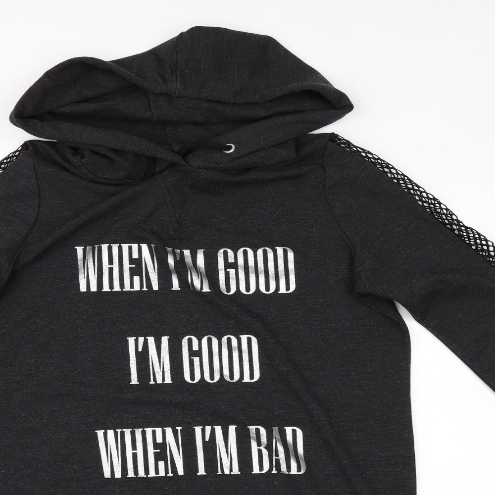 Select Womens Grey   Pullover Hoodie Size 12  - WHEN I GOOD IM GOOD WHEN I BAD IM BETTER