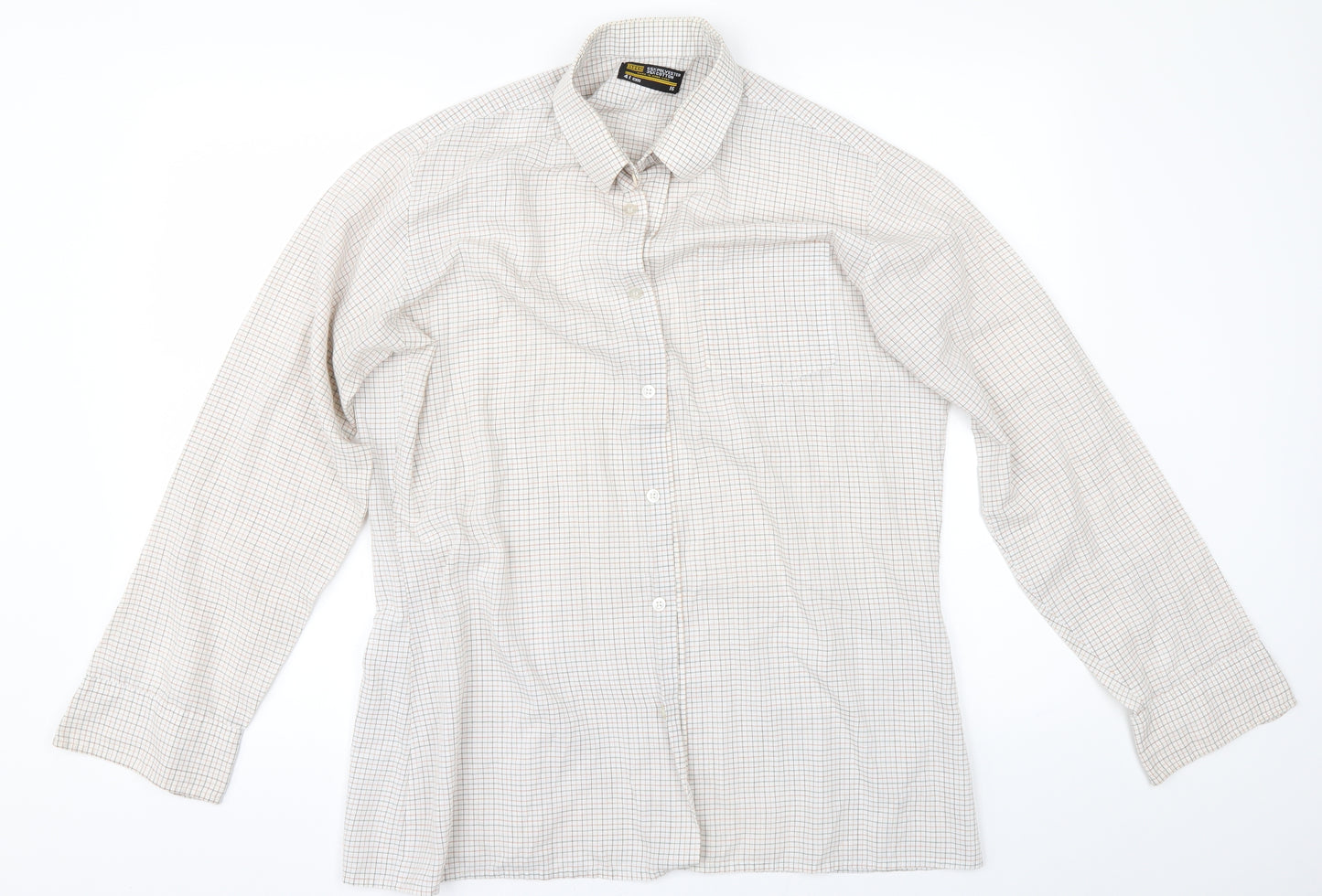 BHS Mens Beige Check   Button-Up Size 16