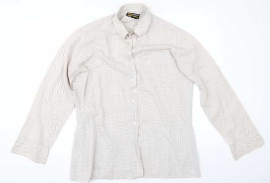 Front view of BHS men’s beige check button-up, size 16