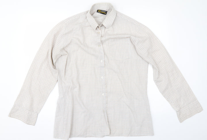 BHS Mens Beige Check   Button-Up Size 16