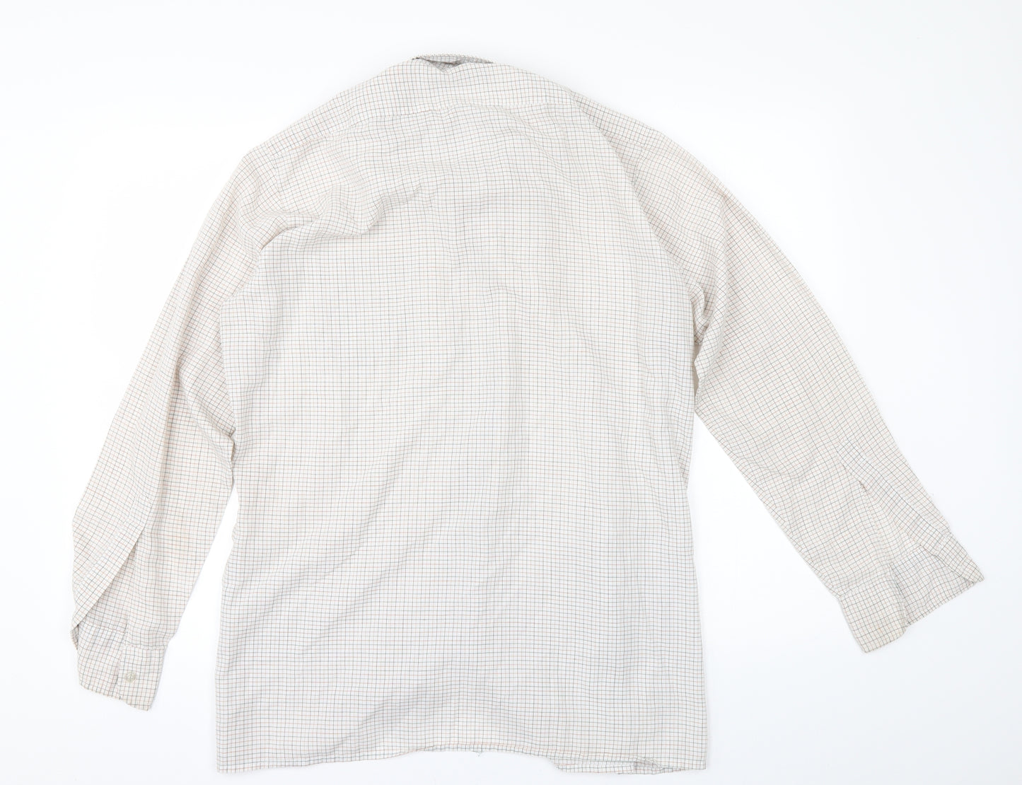 BHS Mens Beige Check   Button-Up Size 16