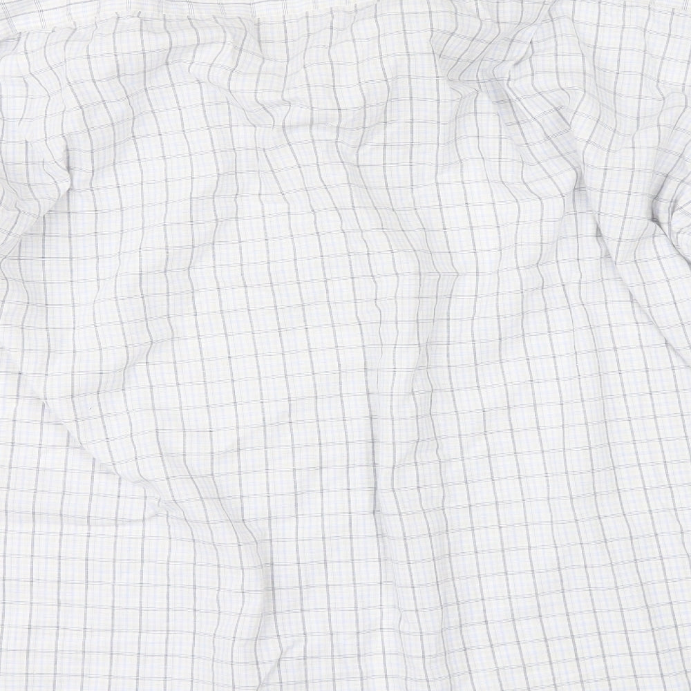 Double TWO Mens White Check   Button-Up Size 18.5