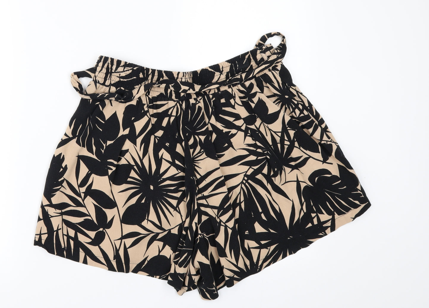 TU Womens Beige Floral  Paperbag Shorts Size 10