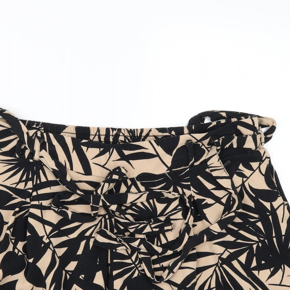 TU Womens Beige Floral  Paperbag Shorts Size 10