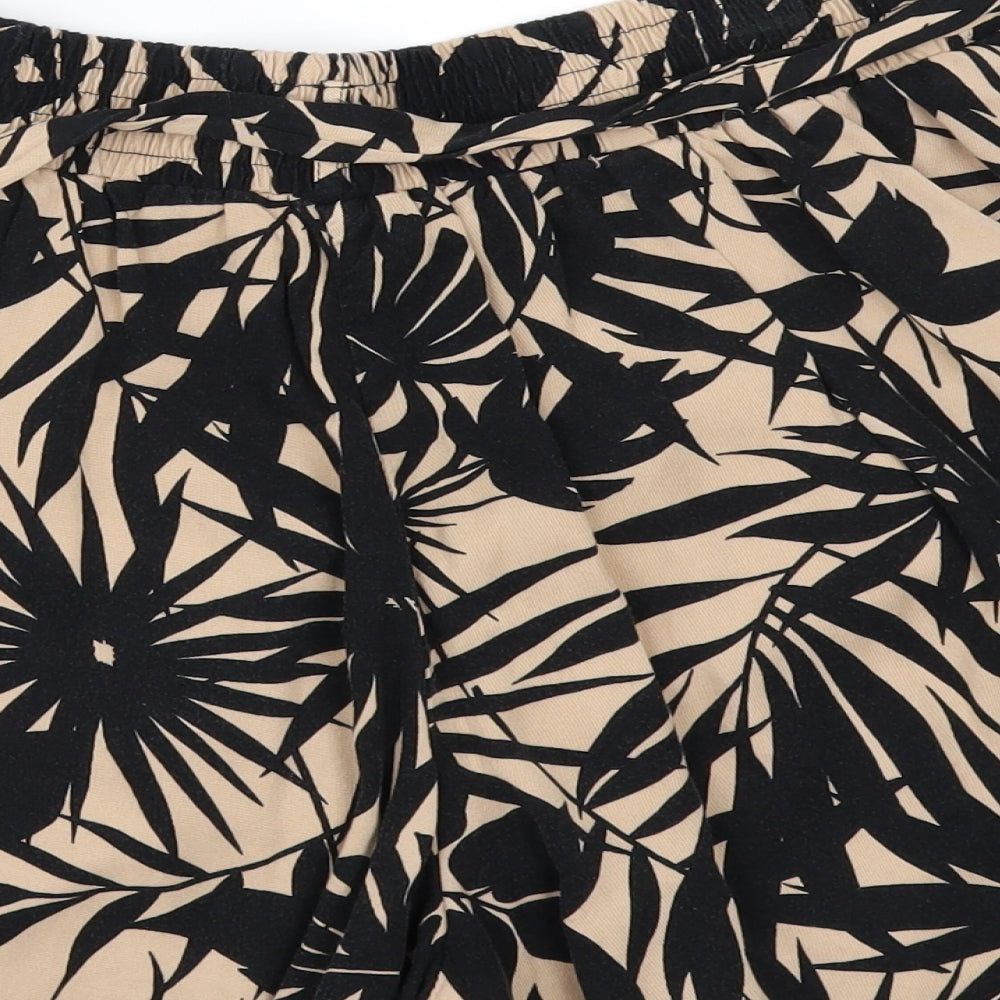 TU Womens Beige Floral  Paperbag Shorts Size 10