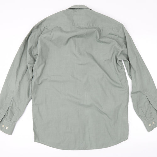 Marks and Spencer Mens Green    Button-Up Size 14.5
