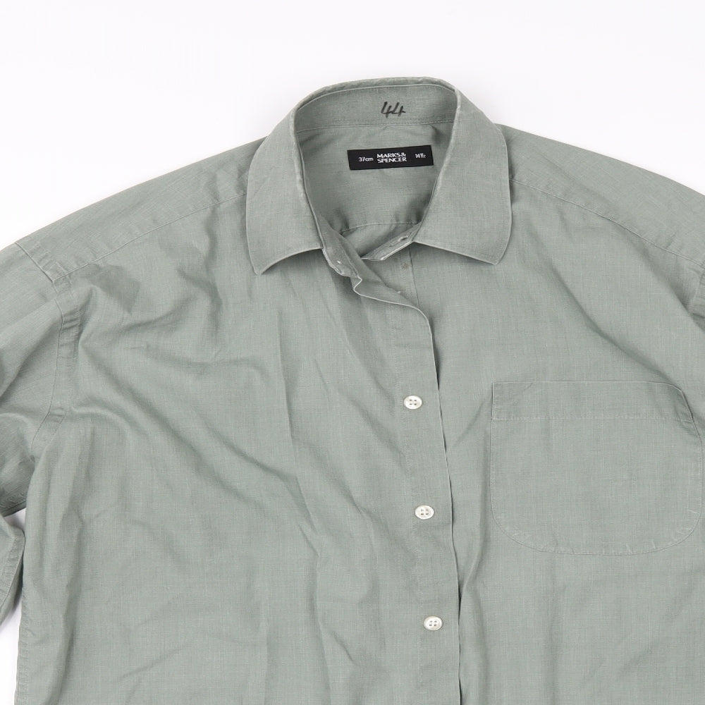 Marks and Spencer Mens Green    Button-Up Size 14.5
