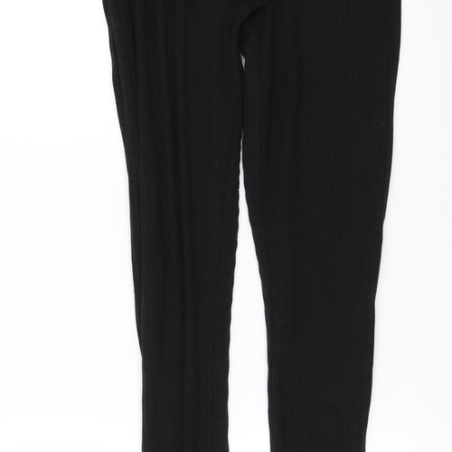 PRETTYLITTLETHING Womens Black   Cargo Leggings Size 10 L28 in - split ankle