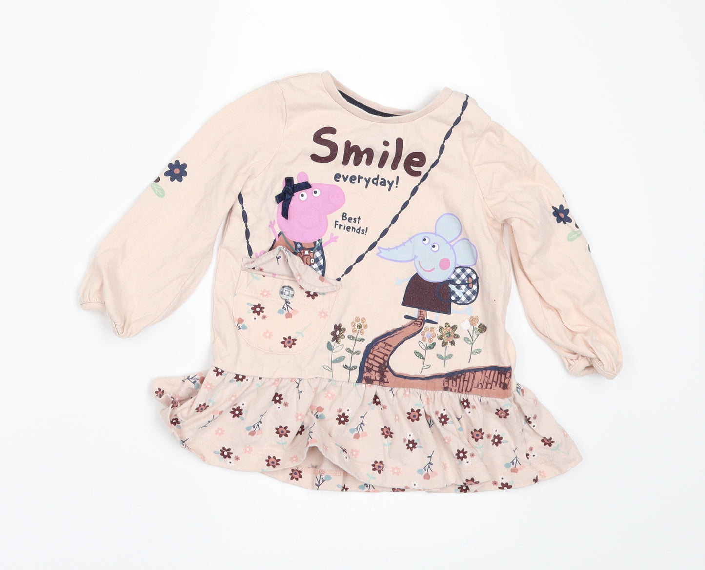 TU Girls Beige   Basic T-Shirt Size 12-18 Months  - Peppa Pig