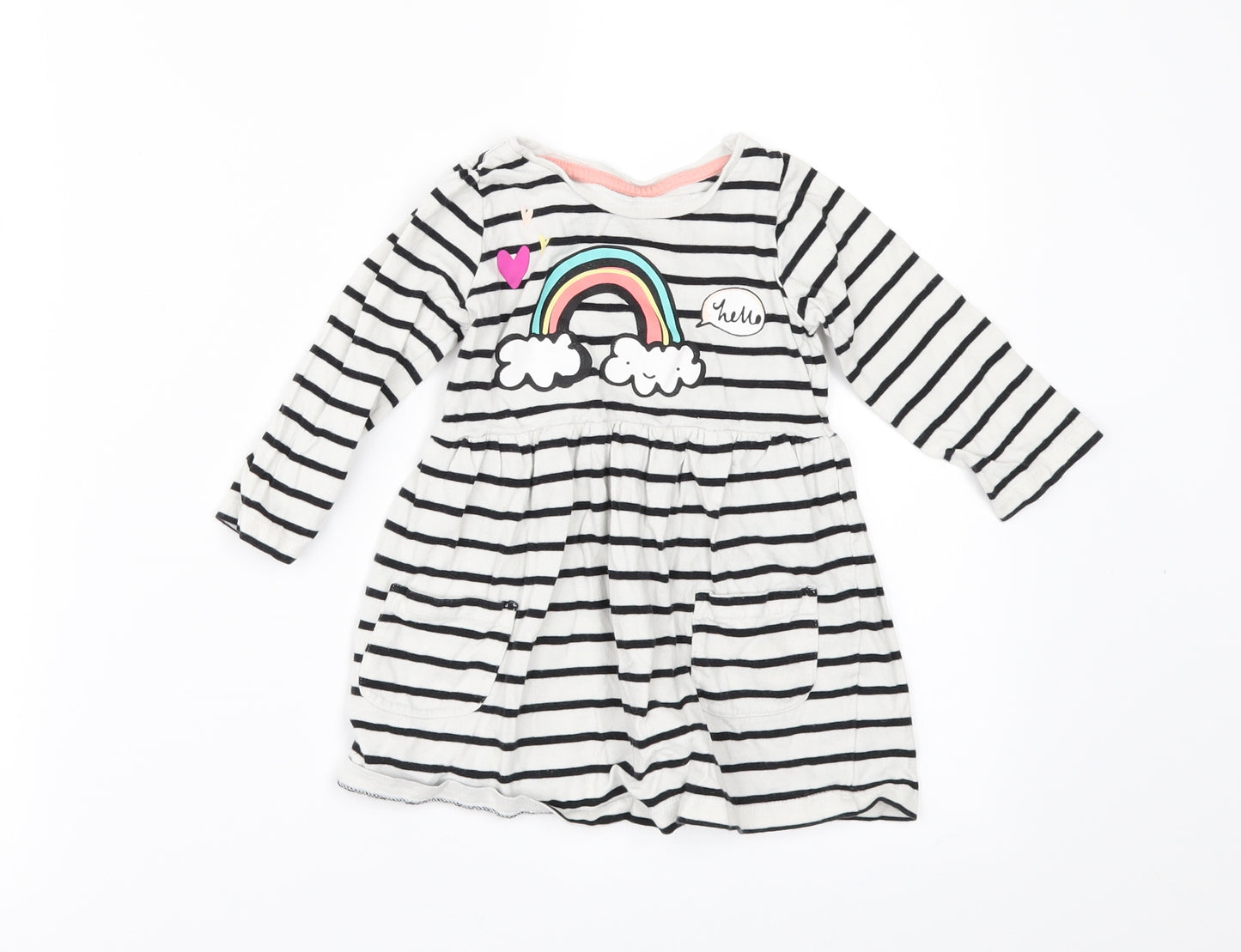 Nutmeg Girls White Striped  A-Line  Size 18-24 Months