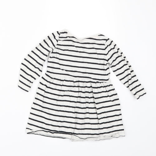 Nutmeg Girls White Striped  A-Line  Size 18-24 Months