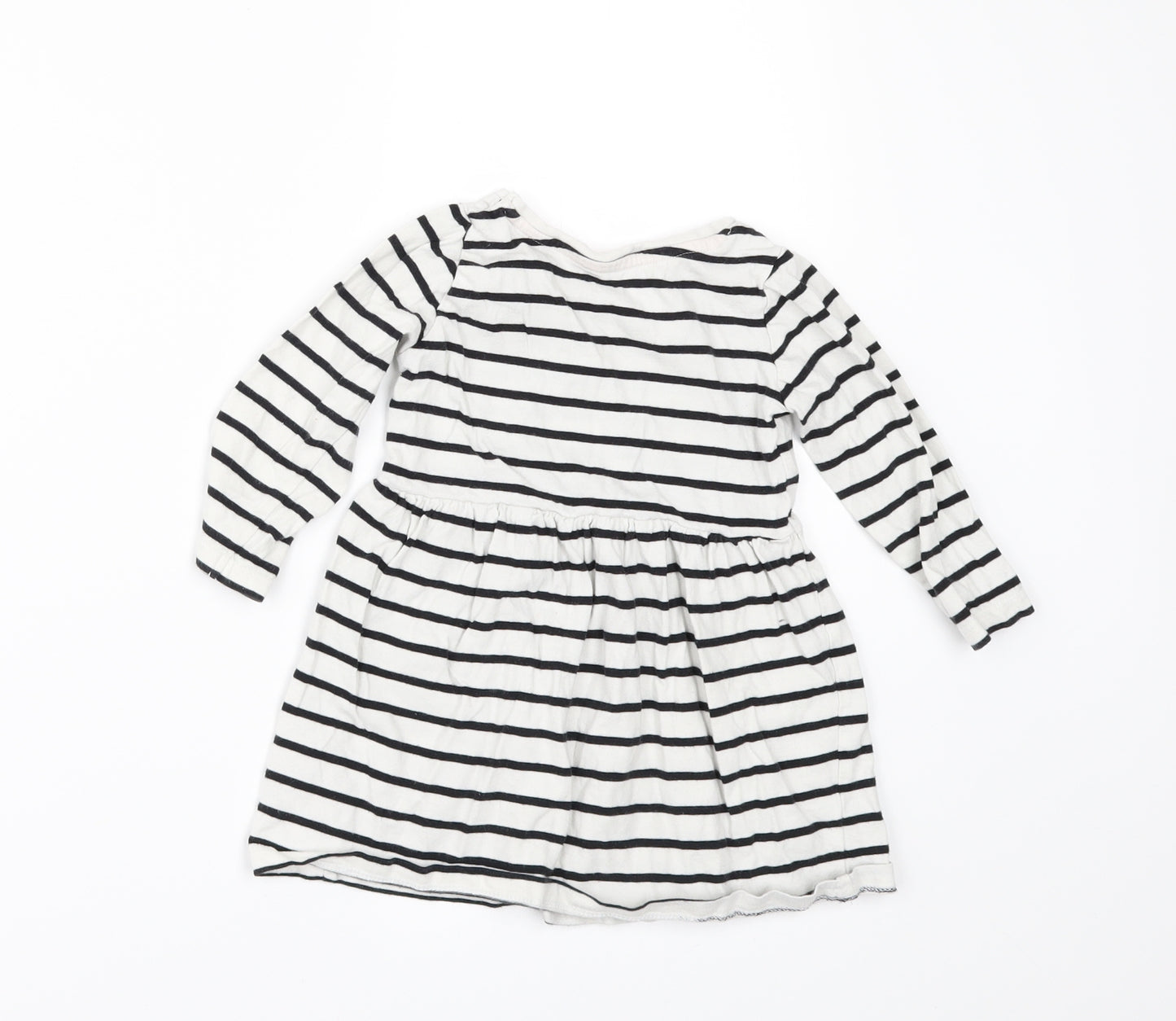 Nutmeg Girls White Striped  A-Line  Size 18-24 Months