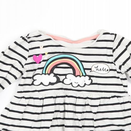 Nutmeg Girls White Striped  A-Line  Size 18-24 Months
