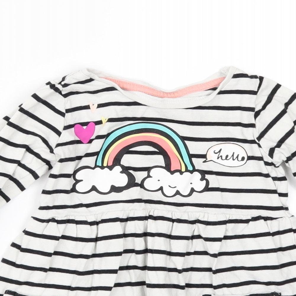 Nutmeg Girls White Striped  A-Line  Size 18-24 Months