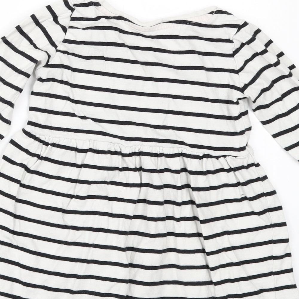 Nutmeg Girls White Striped  A-Line  Size 18-24 Months